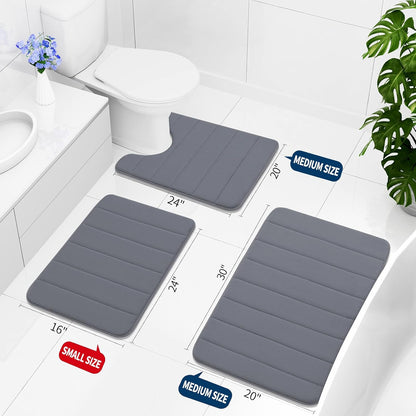 Memory Foam Bath Mat 70 X 24, Ultra Soft Absorbent Bathroom Rugs | Dark Grey, Machine Washable Quick Dry Bath Mats for Bathroom Floor, Shower and Tub, Home Decor Accessories