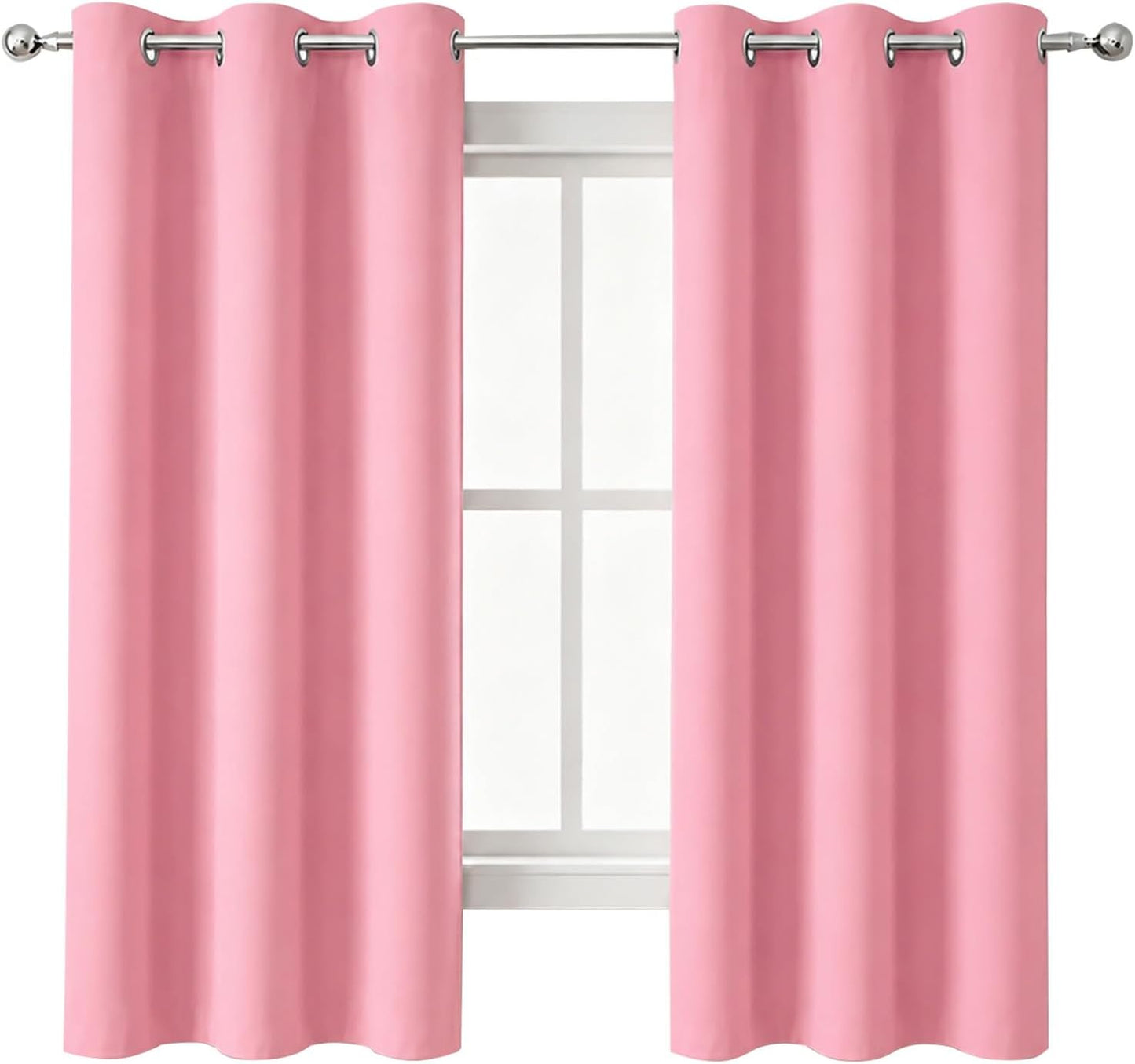 Baby Pink Blackout Curtains/42 X 63 Inch/Set of Two Panels Grommet Bedroom Curtains