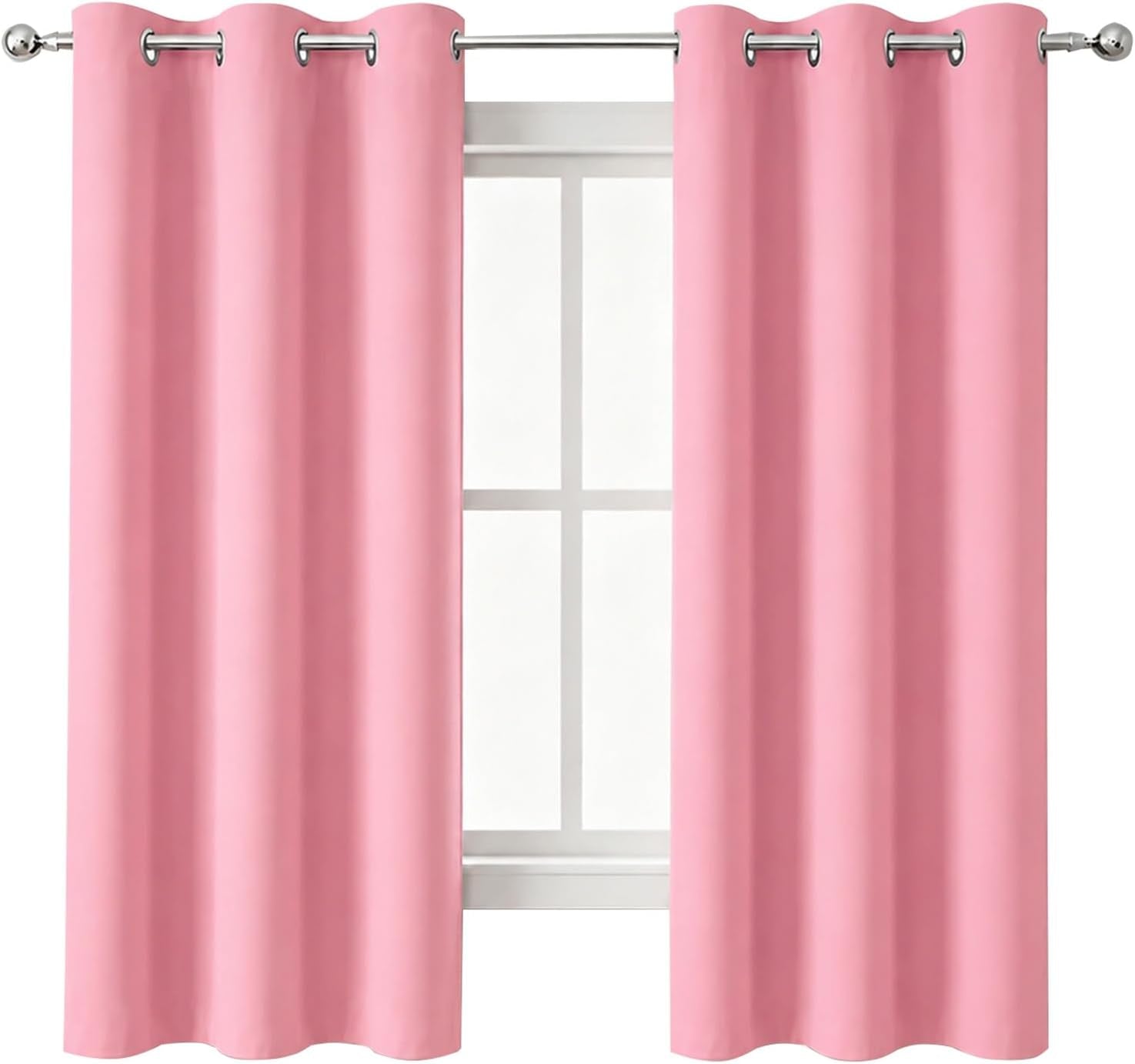 Baby Pink Blackout Curtains/42 X 63 Inch/Set of Two Panels Grommet Bedroom Curtains