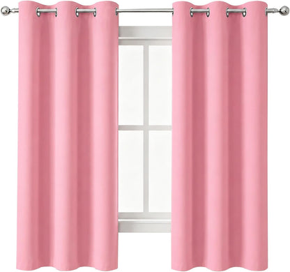 Baby Pink Blackout Curtains/42 X 63 Inch/Set of Two Panels Grommet Bedroom Curtains