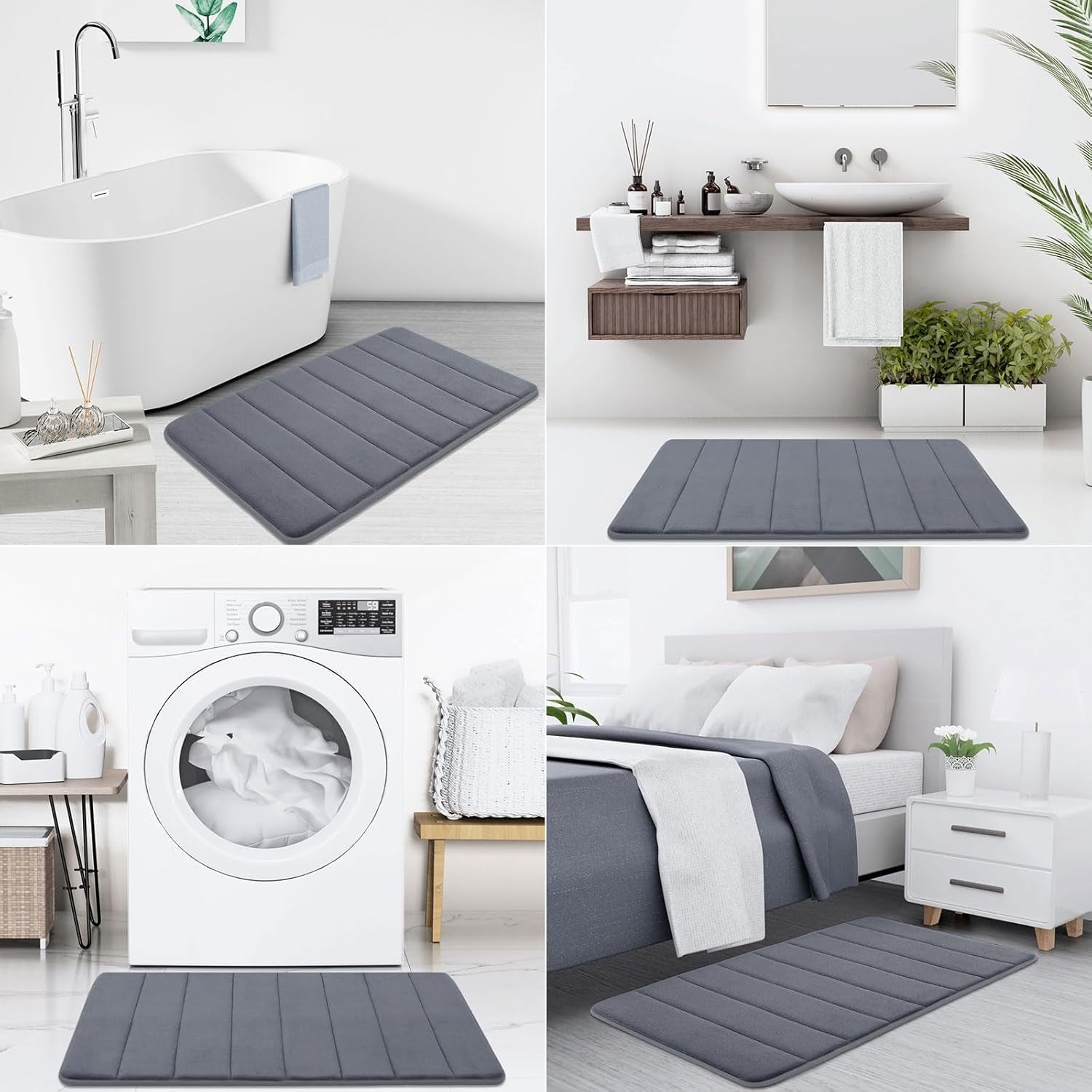 Memory Foam Bath Mat 70 X 24, Ultra Soft Absorbent Bathroom Rugs | Dark Grey, Machine Washable Quick Dry Bath Mats for Bathroom Floor, Shower and Tub, Home Decor Accessories